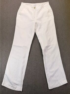 Kate Hill Women’s Linen Pants White Wide Leg Size 2
